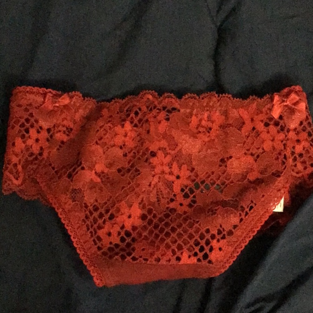 Red Lace Floral Panties NWOT